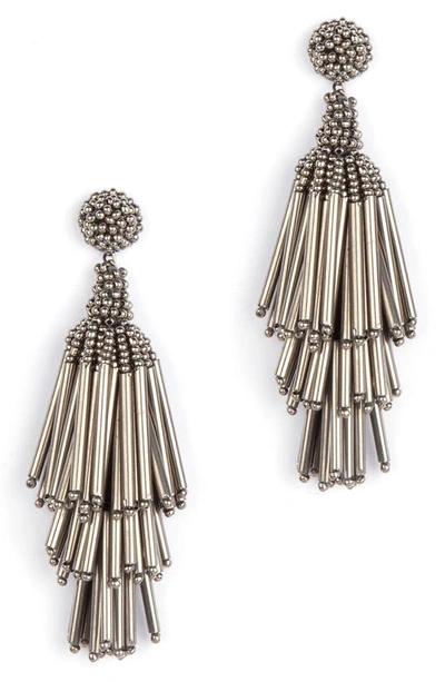 Deepa Gurnani Rain Tassel Earrings In Gunmetal