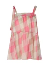 Semicouture Check-print Tunic Top In Pink & Purple