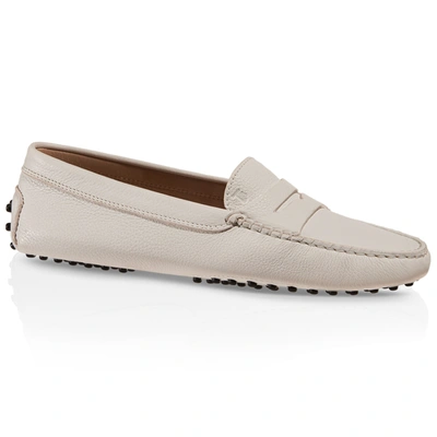 Tod's Gommino Driving Shoes In Leather In White