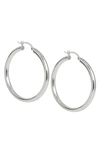 Savvy Cie Rhodium Plated 45mm Chubby Hoop Earrings In White