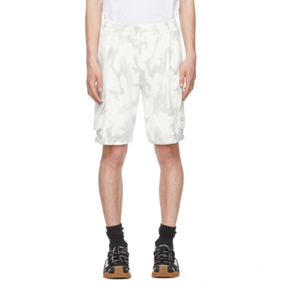 Dolce & Gabbana 3d-logo Camouflage Cotton-jersey Cargo Shorts In White