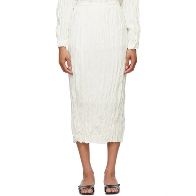 Totême Frayed Crinkled Silk-habotai Midi Skirt In White
