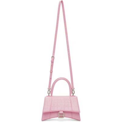 Balenciaga Women's Extra-small Hourglass Leather Top Handle Bag In Pink