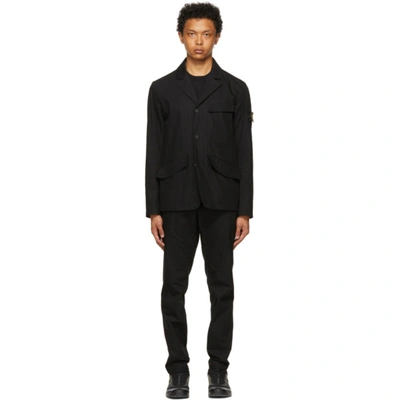 Stone Island Black O-cotton & R-nylon Tela Two-piece Suit In V0029 Black