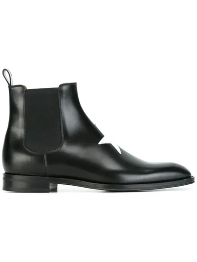 Givenchy Leather Chelsea Star Boots In Black White