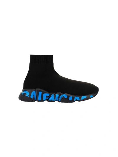 Balenciaga Speed Graffiti Sole Sneakers In Black