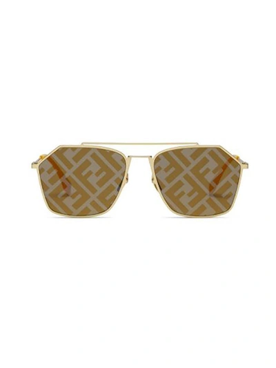 Fendi Eyewear Aviator Sunglasses In Gold