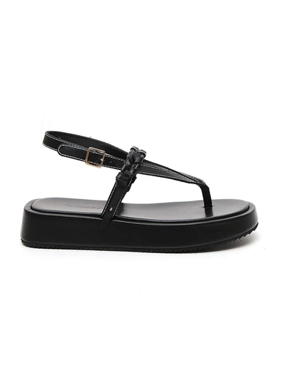 Jw Anderson Leather Thong Flatform Sandals, Black