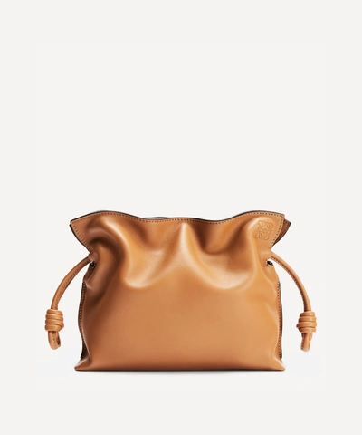 Loewe Mini Flamenco Leather Clutch Bag In Tan