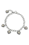 Samuel B Jewelry Samuel B. Sterling Silver & 18k Gold Heart Charm Bracelet In Silver And Gold