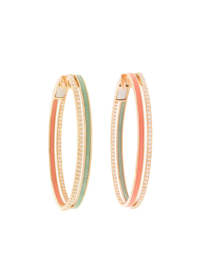 Alessa 18kt Rose Gold Diamond Spectrum Hoop Earrings In Pink