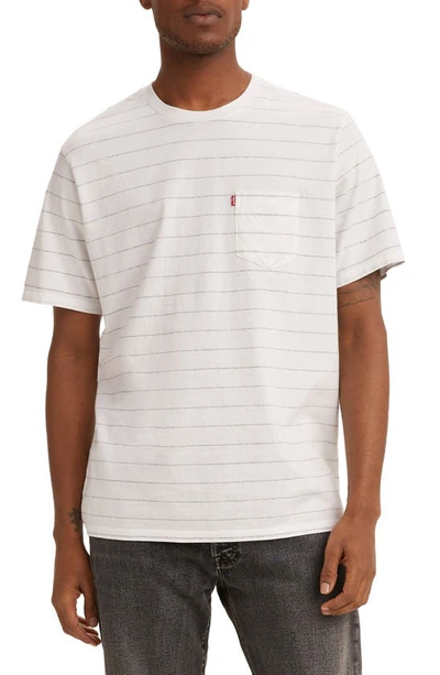 Levi's Relaxed Fit Pocket T-shirt In White Neutral In Dudleya Marshmallow Stripe