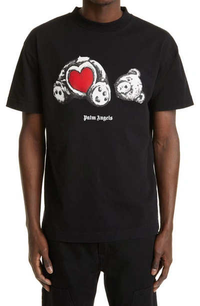 Palm Angels Oversize Bear In Love Graphic Tee In Black