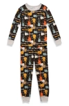 PAJAMAS FOR PEACE KIDS' ROCK OUT FITTED TWO-PIECE PAJAMAS,ROC54P