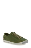 Softinos By Fly London Isla Distressed Sneaker In Forest Green Washed Leather