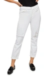 7 For All Mankind Josefina Distressed High Waist Boyfriend Jeans In White