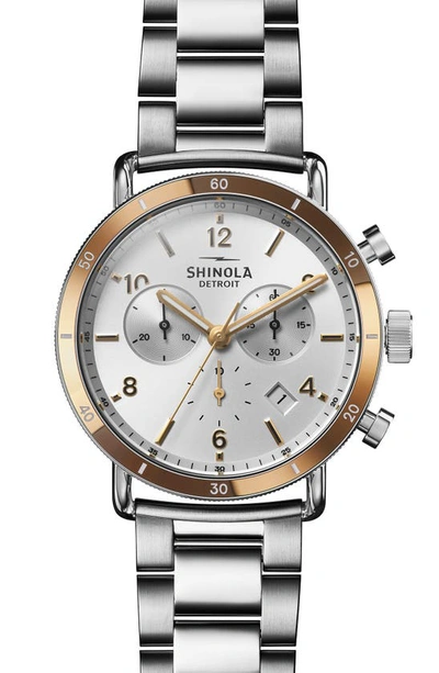 Shinola Men's 40mm Canfield Sport Chronograph Bracelet Watch In White