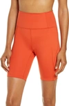 Girlfriend Collective High Waist Bike Shorts In Orange,brown