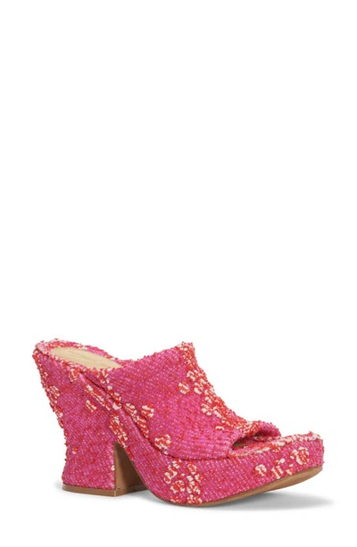 Bottega Veneta Wedge Bouclé Platform Peep-toe Mules In Pink
