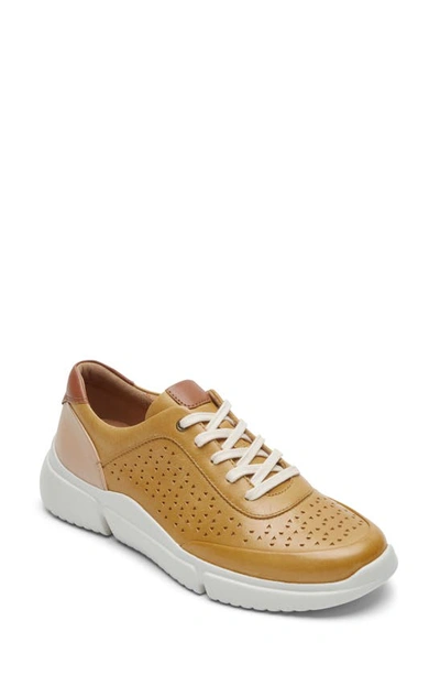 Rockport Cobb Hill Juna Perforated Sneaker In Yellow Leather