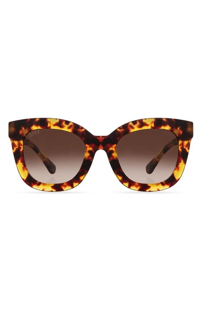 Diff Noemi 52mm Gradient Polarized Cat Eye Sunglasses In Amber Tortoise/ Brown Gradient