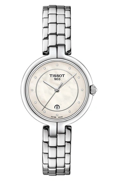 Tissot Flamingo Bracelet Watch, 30mm In White Mother Of Pearl