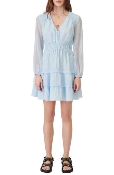 Maje Womens Light Blue Roubelia Pleated Woven Mini Dress 12 | ModeSens