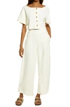 Free People Changing Tides Cotton Crop Top & Pants In Gardenia