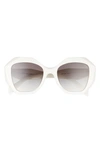 Prada 53mm Gradient Irregular Sunglasses In Talc/ Grey Gradient