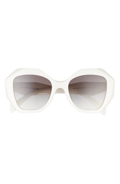 Prada 53mm Gradient Irregular Sunglasses In Talc/ Grey Gradient