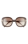 Prada Pillow 53mm Gradient Round Sunglasses In Dark Brown