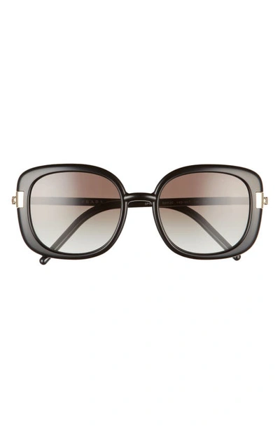 Prada Pillow 53mm Gradient Round Sunglasses In Black/ Grey Gradient