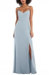 After Six Tie Back Cutout Chiffon Gown In Blue