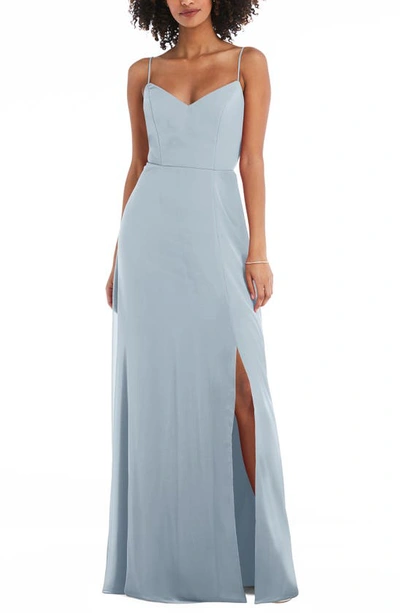 After Six Tie Back Cutout Chiffon Gown In Blue
