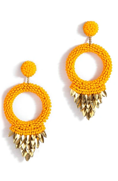 Deepa Gurnani Franka Beaded Fringe Drop Earrings In Orange