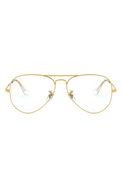 Ray Ban 55mm Optical Glasses In Shiny Gold