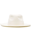 Ruslan Baginskiy Straw Chain-strap Fedora Hat In White