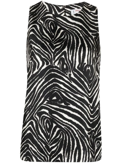 Alberto Biani Zebra-print Silk Blouse In Black