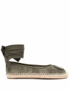 TORY BURCH TORY BURCH WOMEN'S GREEN LEATHER ESPADRILLES,78791300 8.5