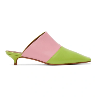 Abra Pink & Green Lord Mules In Pink/green