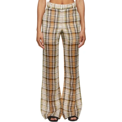 Victoria Beckham Checked Split-hem Straight-leg Mid-rise Linen-weave Trousers In Plaid