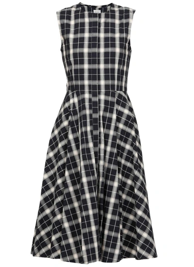 Woolrich Tartan Print Sleeveless Dress In Dark Blue