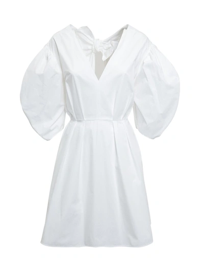 Msgm Wrap Cotton Smock Dress In White