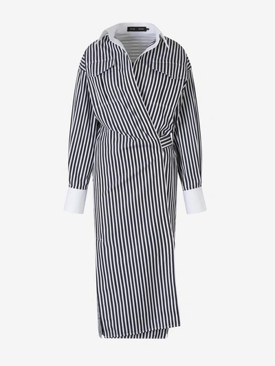 Proenza Schouler Striped Wrap Shirt Dress In Multi