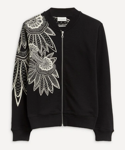 Dries Van Noten Floral-embroidered Cotton Bomber Jacket In Black