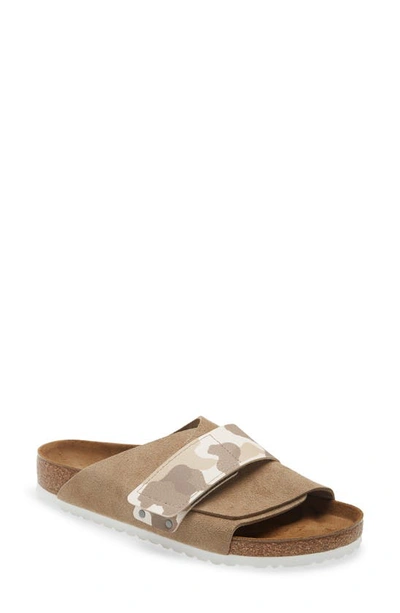 Birkenstock Kyoto Slide Sandal In Gray Taupe/camo Almond