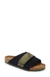 Birkenstock Kyoto Slide Sandal In Midnight/camo Green