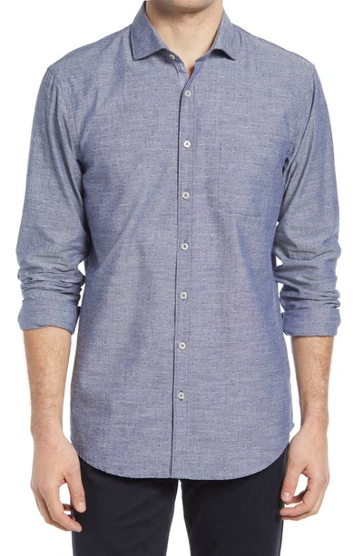 Brax Harold Regular Fit Solid Cotton & Linen Button-up Shirt In Navy