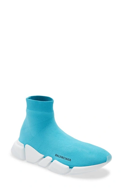 Balenciaga Speed Lt Clear Sole Sock Sneaker In Blue
