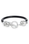 ALEXANDER MCQUEEN DOUBLE SKULL LEATHER BRACELET,554600J127I